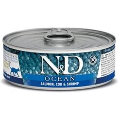 Farmina N&D Ocean Salmon, Codfish & Shrimp Grain-Free Wet Cat Food, 2.46-oz Can, Case Of 24