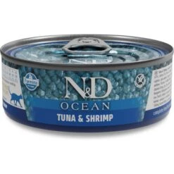 Farmina N&D Ocean Tuna & Shrimp Grain-Free Wet Cat Food, 2.46-oz Can, Case Of 24