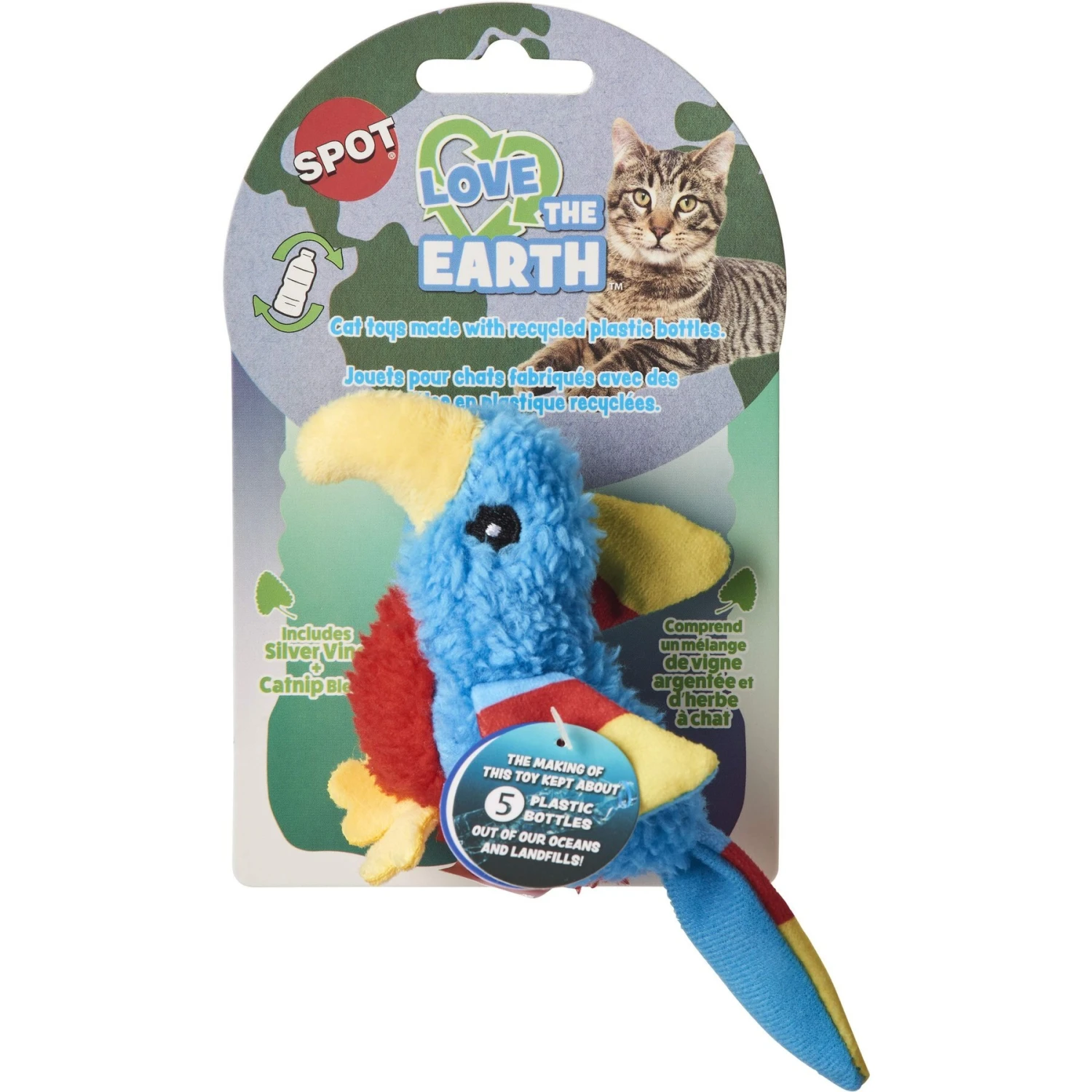 Ethical Pet Love The Earth Parrot Plush Cat Toy With Catnip, Assorted 4 Ethical Pet Love The Earth Parrot Plush Cat Toy With Catnip, Assorted - Image 2