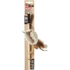 Ethical Pet Squeakeeez Plush Mouse Teaser Wand Cat Toy With Catnip, Assorted