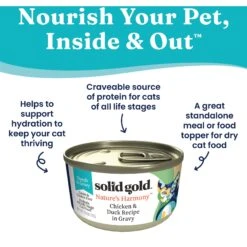 Solid Gold Nature's Harmony Chicken & Duck Recipe In Gravy Grain-Free Wet Cat Food, 2.8-oz-can, 24 Count -Furry Friends 739142 PT2. AC SS1800 V1670945719