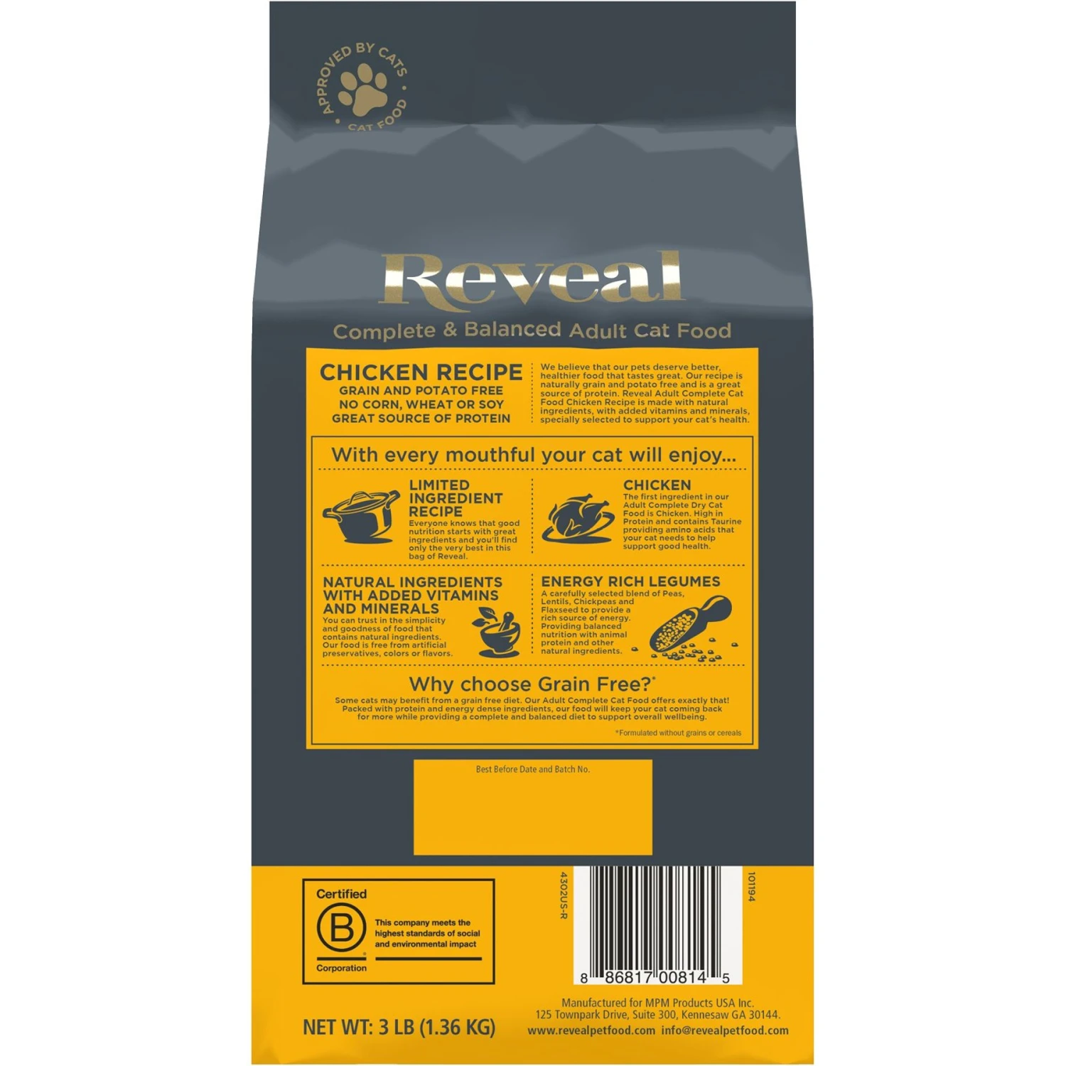 Reveal Natural Complete & Balanced Grain-Free Chicken Recipe Dry Cat Food, 3-lb Bag 4 Reveal Natural Complete & Balanced Grain-Free Chicken Recipe Dry Cat Food, 3-lb Bag - Image 2