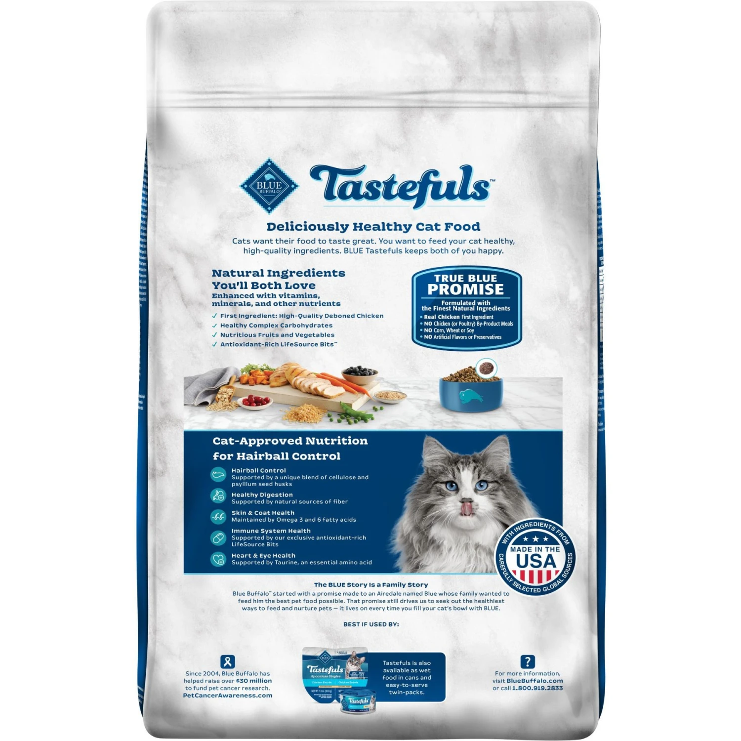 Blue Buffalo Tastefuls Hairball Control Natural Chicken & Brown Rice Recipe Adult Dry Cat Food 4 Blue Buffalo Tastefuls Hairball Control Natural Chicken & Brown Rice Recipe Adult Dry Cat Food - Image 2