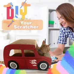 Coziwow Car-Shaped Cat Scratcher Board With Catnip -Furry Friends 756702 PT6. AC SS1800 V1676477240