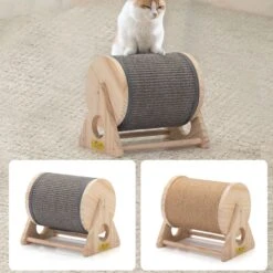 Coziwow Rotatable Cat Scratcher Post With Catnip, Beige