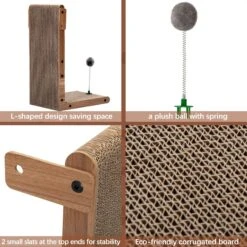 Coziwow L-Shaped Cat Scratcher Toy With Catnip, Walnut -Furry Friends 756734 PT5. AC SS1800 V1686073113