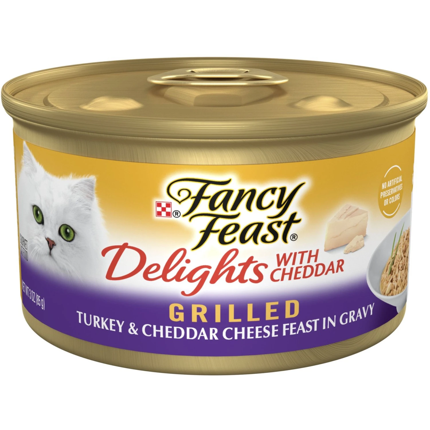 Fancy Feast Delights With Cheddar Grilled Turkey & Cheddar Cheese Feast In Gravy Canned Cat Food 3 Fancy Feast Delights With Cheddar Grilled Turkey & Cheddar Cheese Feast In Gravy Canned Cat Food