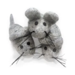 Earthtone Solutions Felted Wool Cat Mouse Toys, 3-pack