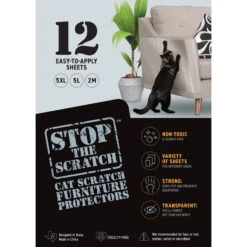 Emmy's Best Pet Products Stop The Scratch Furniture Protector Tape Sheets Cat Scratching Deterrent, 12 Count
