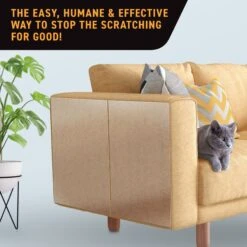 Emmy's Best Pet Products Stop The Scratch Furniture Protector Tape Sheets Cat Scratching Deterrent, 12 Count -Furry Friends 767374 PT3. AC SS1800 V1676490444