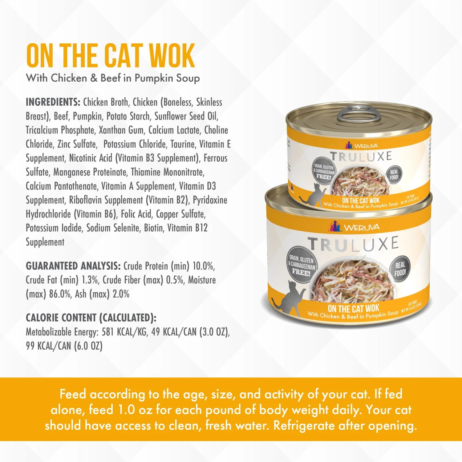 Weruva Truluxe On The Cat Wok With Chicken & Beef In Pumpkin Soup Grain-Free Canned Cat Food 7 Weruva Truluxe On The Cat Wok With Chicken & Beef In Pumpkin Soup Grain-Free Canned Cat Food - Image 5