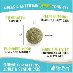 Raw Paws Compressed Catnip Ball Cat Toy, 6 Count -Furry Friends 777974 PT2. AC SS1800 V1676653249