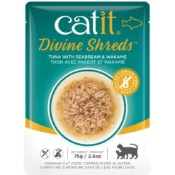 Catit Divine Shreds Tuna With Seabream & Wakame Cat Topping, 2.65-oz Bag