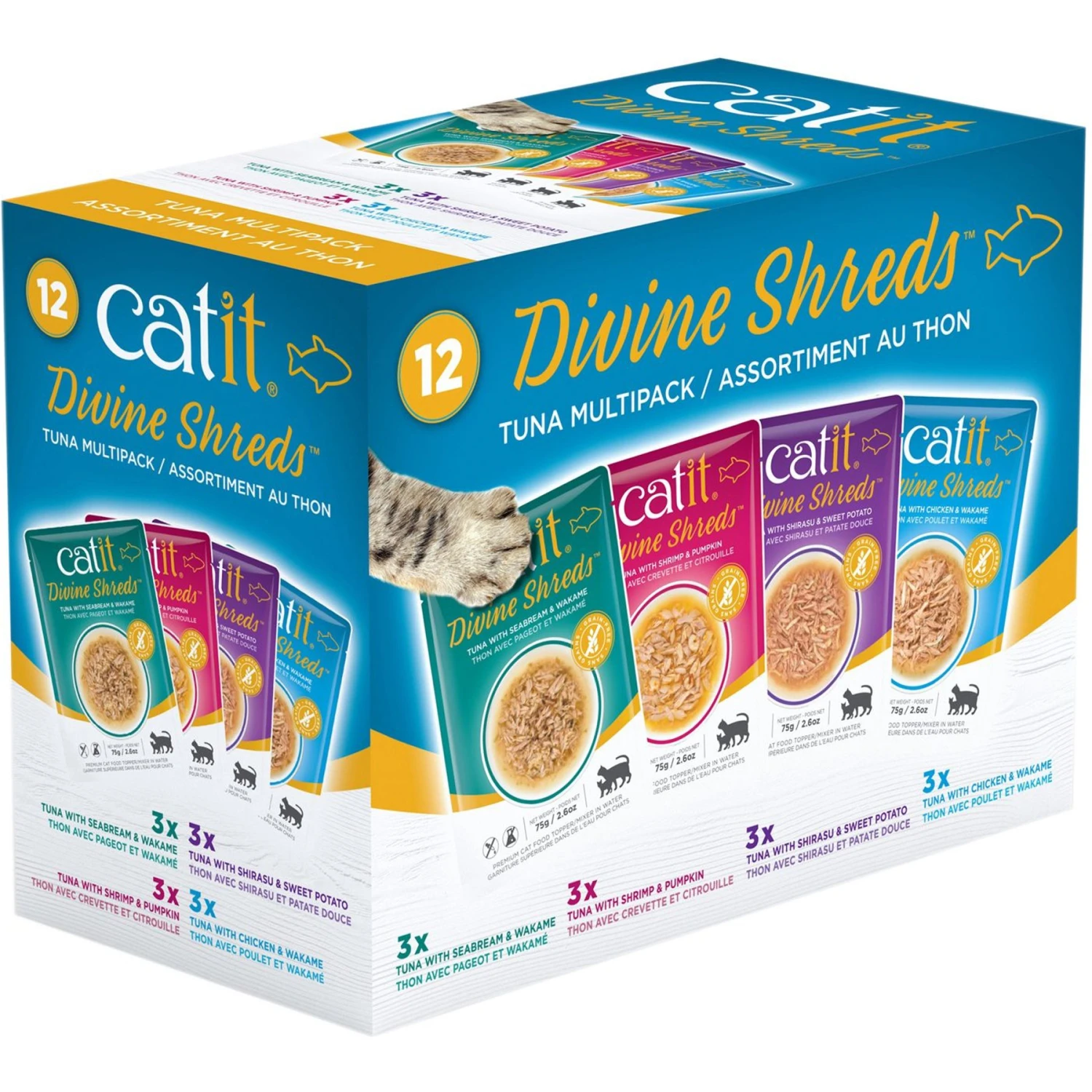 Catit Divine Shreds Tuna Multipack Cat Topping, 2.65-oz Bag, 12 Count 3 Catit Divine Shreds Tuna Multipack Cat Topping, 2.65-oz Bag, 12 Count