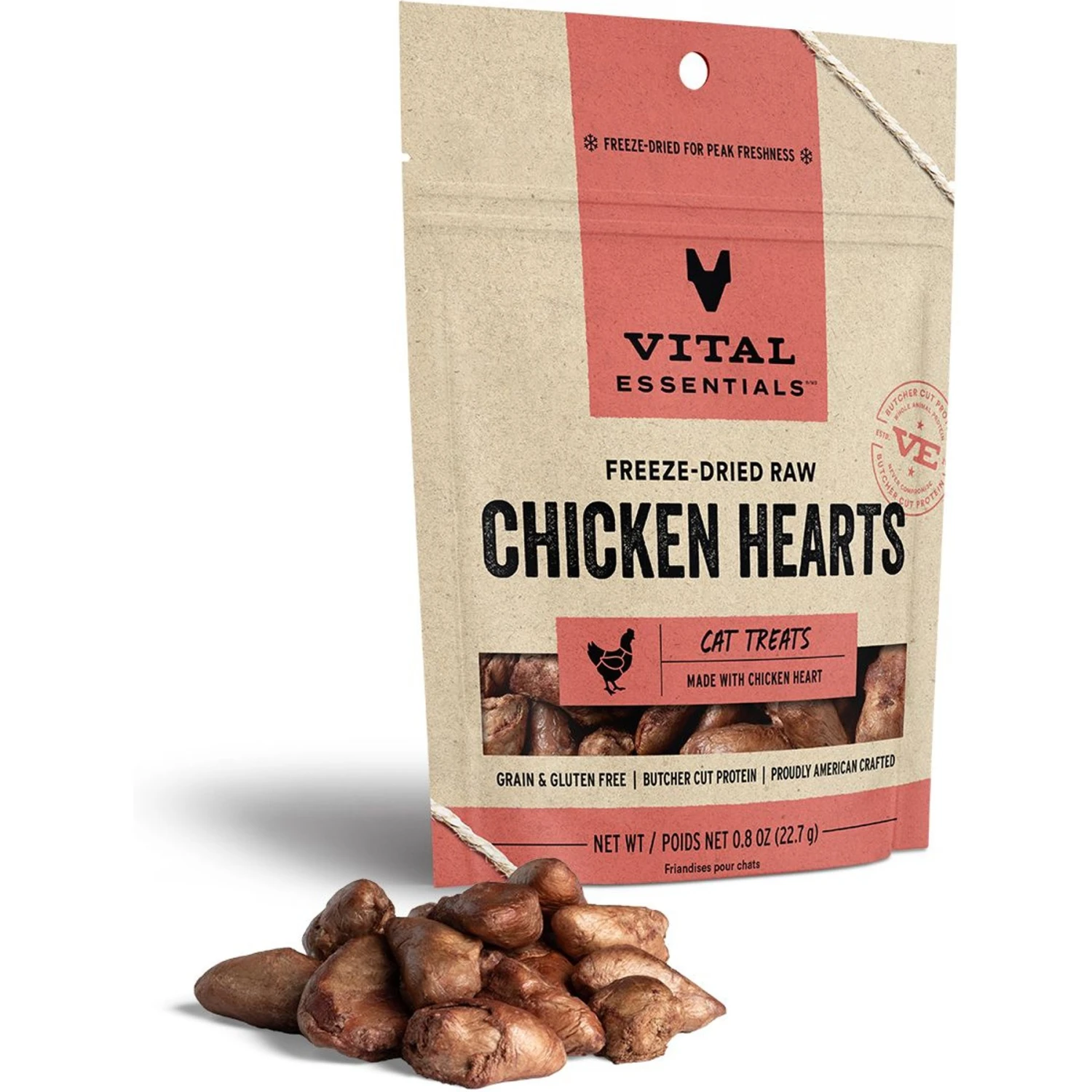 Vital Essentials Chicken Hearts Freeze-Dried Raw Cat Treats 3 Vital Essentials Chicken Hearts Freeze-Dried Raw Cat Treats