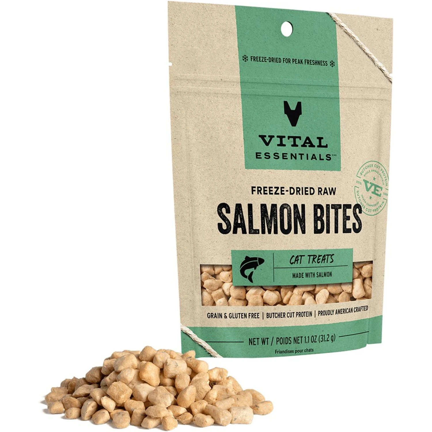Vital Essentials Salmon Bites Freeze-Dried Raw Cat Treats 3 Vital Essentials Salmon Bites Freeze-Dried Raw Cat Treats