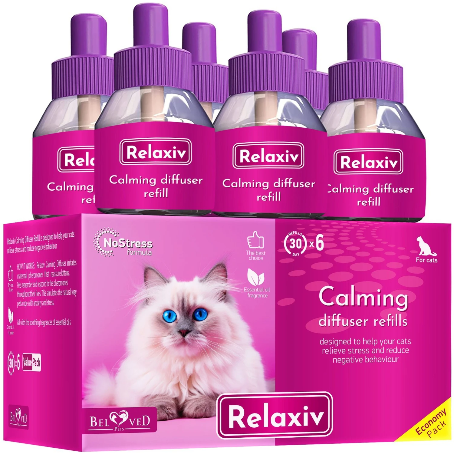 Relaxivet Calming Diffuser Refill & Anti Anxiety Cat Calming Diffuser, 9-oz Bottle, 6 Count 3 Relaxivet Calming Diffuser Refill & Anti Anxiety Cat Calming Diffuser, 9-oz Bottle, 6 Count