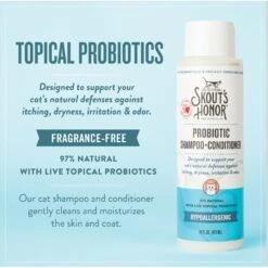Skout's Honor Probiotic Fragrance Free Cat Shampoo & Conditioner, 16-oz Bottle -Furry Friends 808166 PT3. AC SS1800 V1680289996