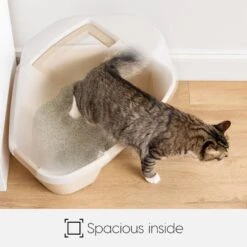 IRIS USA Hooded Corner Cat Litter Box With Front Door Flap & Scoop -Furry Friends 816574 PT4. AC SS1800 V1685131608