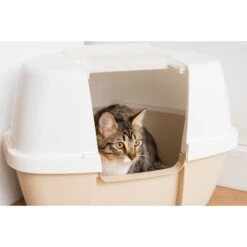 IRIS USA Hooded Corner Cat Litter Box With Front Door Flap & Scoop -Furry Friends 816574 PT6. AC SS1800 V1685131608