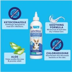 Vetnique Labs Oticbliss Ear Flush Cleaner Anti-Bacterial & Anti-Fungal Medicated Dog & Cat Ear Flush Antiseptic Rinse Cleanser & Vetnique Labs Oticbliss Advanced Cleaning, Soothing Aloe & Medicated Dog & Cat Ear Wipes -Furry Friends 826478 PT3. AC SS1800 V1681332031