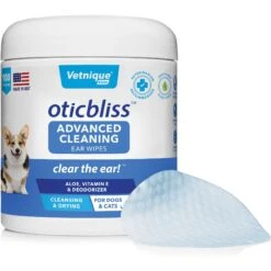 Vetnique Labs Oticbliss Ear Flush Cleaner Anti-Bacterial & Anti-Fungal Medicated Dog & Cat Ear Flush Antiseptic Rinse Cleanser & Vetnique Labs Oticbliss Advanced Cleaning, Soothing Aloe & Medicated Dog & Cat Ear Wipes -Furry Friends 826478 PT5. AC SS1800 V1681332028