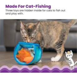 Catstages Hide & Seek Fish Bowl Interactive Cat Puzzle Toy, Blue -Furry Friends 837510 PT1. AC SS1800 V1681836198