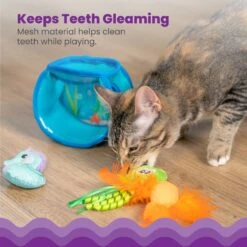 Catstages Hide & Seek Fish Bowl Interactive Cat Puzzle Toy, Blue -Furry Friends 837510 PT2. AC SS1800 V1681834960