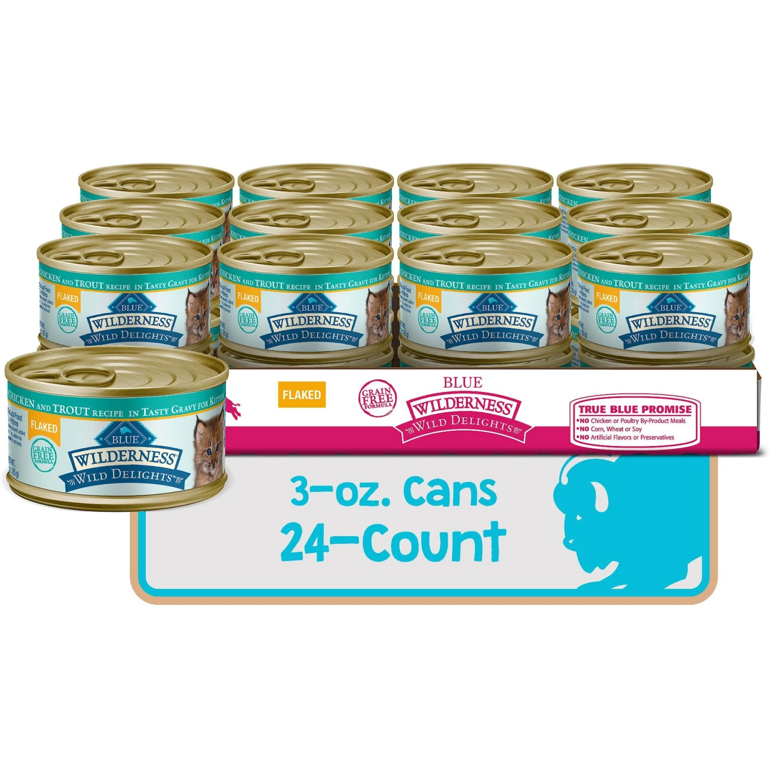 Blue Buffalo Wilderness Wild Delights Flaked Chicken & Trout In Tasty Gravy For Kittens Grain-Free Canned Cat Food 4 Blue Buffalo Wilderness Wild Delights Flaked Chicken & Trout In Tasty Gravy For Kittens Grain-Free Canned Cat Food - Image 2