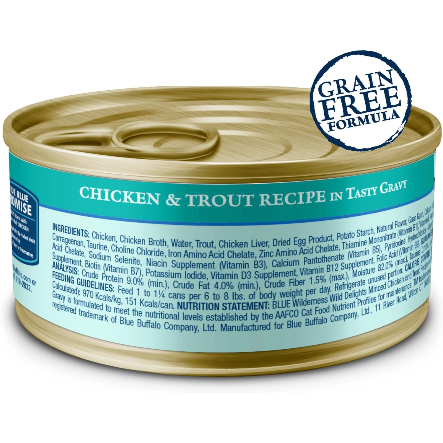 Blue Buffalo Wilderness Wild Delights Minced Chicken & Trout In Tasty Gravy Grain-Free Canned Cat Food 4 Blue Buffalo Wilderness Wild Delights Minced Chicken & Trout In Tasty Gravy Grain-Free Canned Cat Food - Image 2