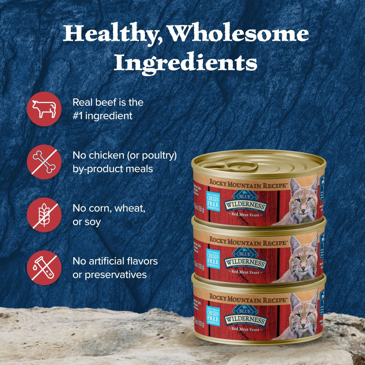 Blue Buffalo Wilderness Rocky Mountain Recipe Red Meat Feast Adult Grain-Free Canned Cat Food 8 Blue Buffalo Wilderness Rocky Mountain Recipe Red Meat Feast Adult Grain-Free Canned Cat Food - Image 6