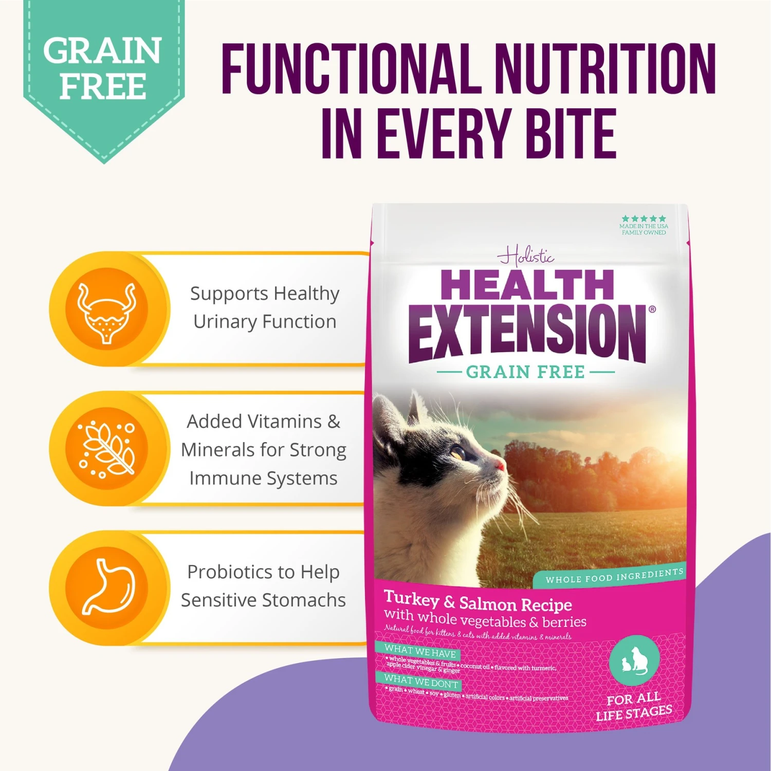 Health Extension Grain-Free Turkey & Salmon Recipe Dry Cat Food 5 Health Extension Grain-Free Turkey & Salmon Recipe Dry Cat Food - Image 3