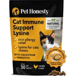 PetHonesty Dual Texture Immune Support Lysine Chews Supplement For Cats, 3.7-oz Bag