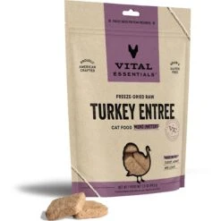 Vital Essentials Turkey Entree Cat Food Mini Patties Grain-Free Freeze-Dried Raw Cat Food, 3.5-oz Bag
