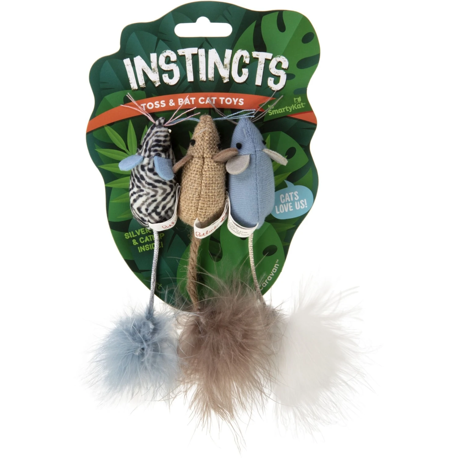 SmartyKat Instincts Catnip Caravan HappyNip Silvervine Toss & Bat Plush Mice Cat Toys, 3-pack 4 SmartyKat Instincts Catnip Caravan HappyNip Silvervine Toss & Bat Plush Mice Cat Toys, 3-pack - Image 2