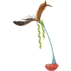 SmartyKat Instincts Rowdy Rocker Self-Righting Wand With Feathers & Ribbons Cat Toy