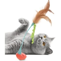 SmartyKat Instincts Rowdy Rocker Self-Righting Wand With Feathers & Ribbons Cat Toy -Furry Friends 847286 PT6. AC SS1800 V1683728529