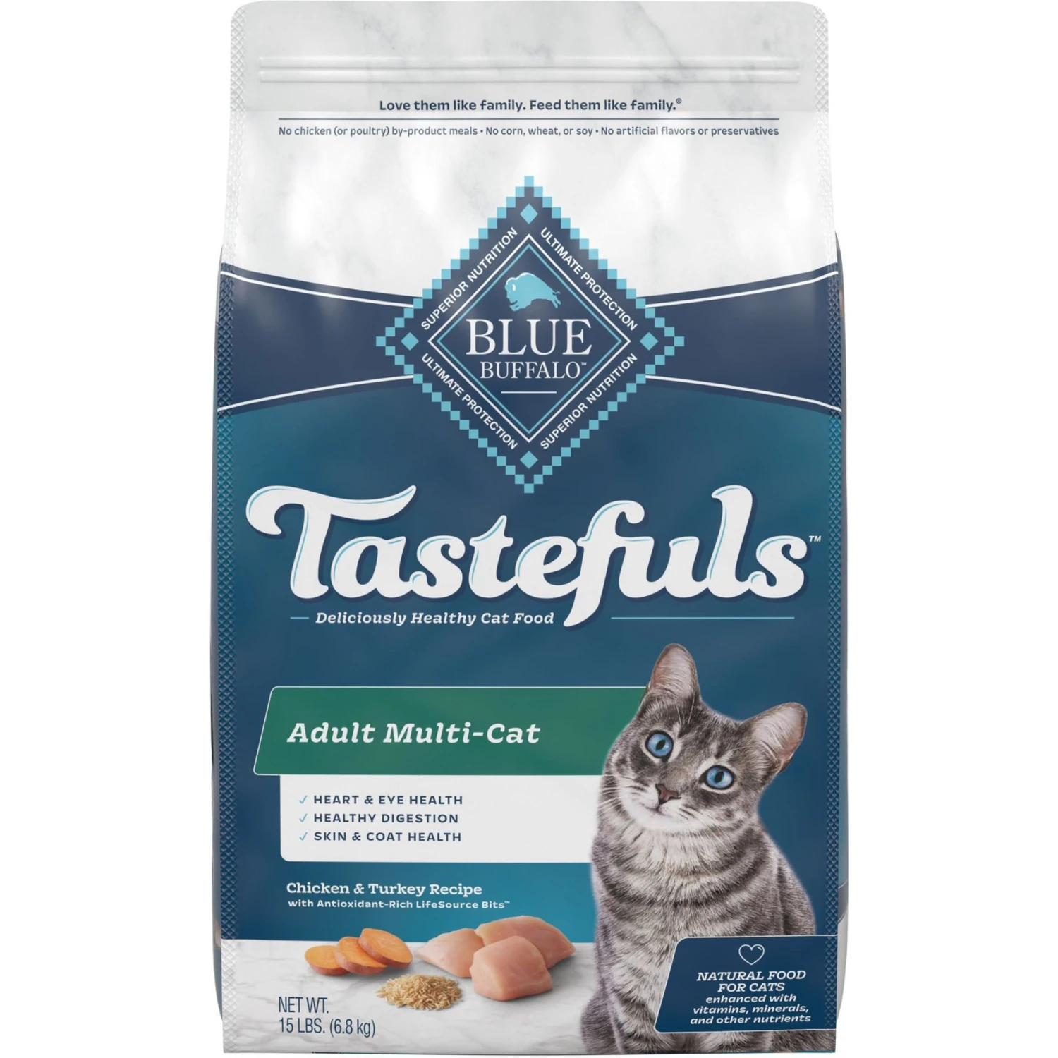 Blue Buffalo Tastefuls Multi Cat Natural Chicken & Turkey Adult Dry Cat Food 3 Blue Buffalo Tastefuls Multi Cat Natural Chicken & Turkey Adult Dry Cat Food