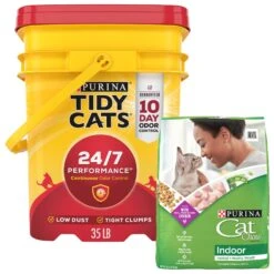 Tidy Cats 24/7 Performance Scented Clumping Clay Cat Litter & Cat Chow Indoor Hairball & Healthy Weight Dry Cat Food