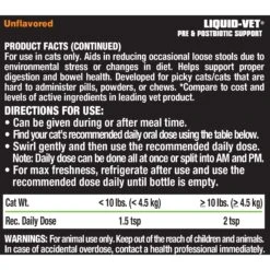 Liquid-Vet Feline Pre & PostBiotic Support Unflavored Cat Digestive Aid, 8-oz Bottle -Furry Friends 870182 PT2. AC SS1800 V1685645800