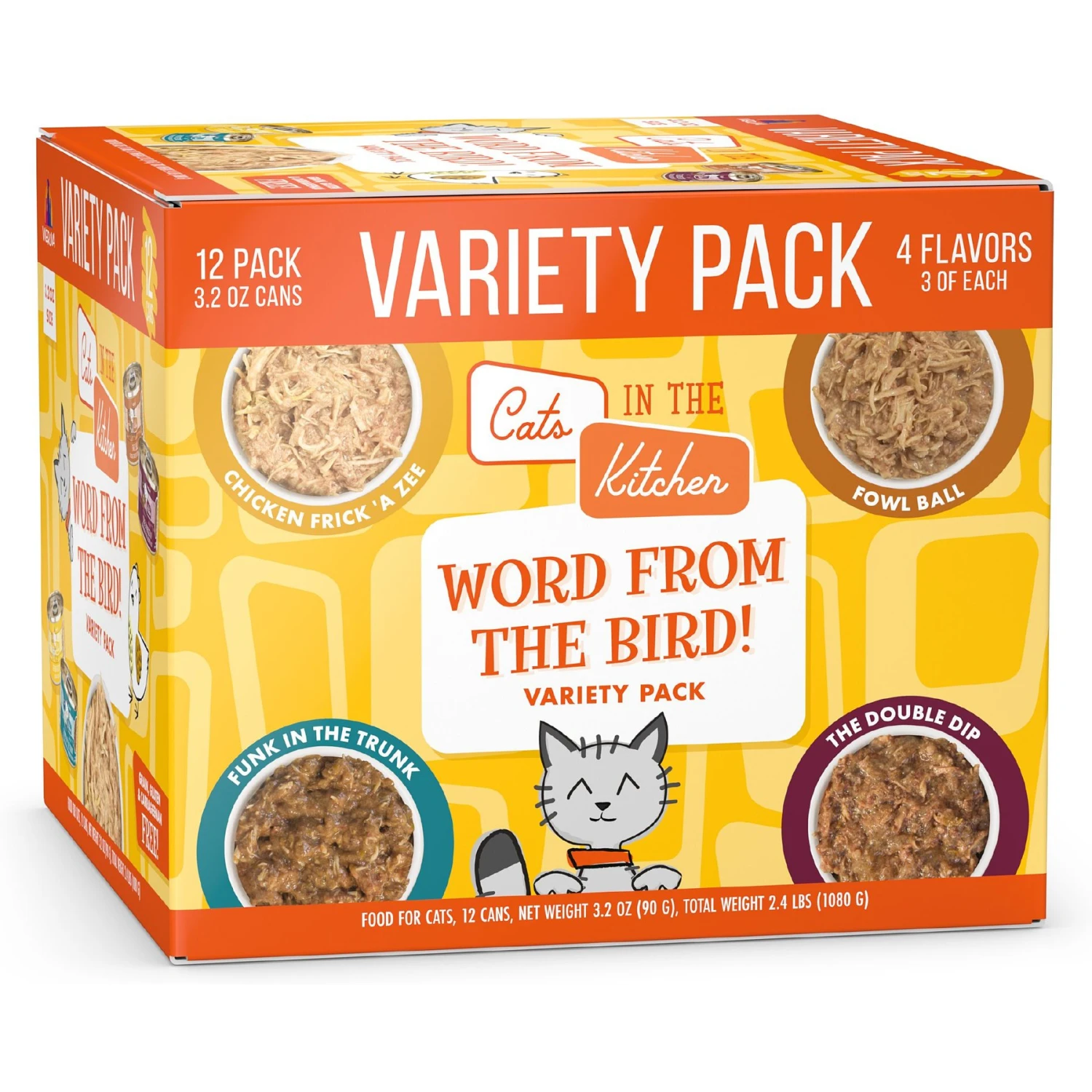 Weruva Cats In The Kitchen Word From The Bird! Variety Pack Grain-Free Wet Cat Food, 3.2-oz Can, Case Of 12 3 Weruva Cats In The Kitchen Word From The Bird! Variety Pack Grain-Free Wet Cat Food, 3.2-oz Can, Case Of 12