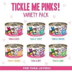 Weruva B.F.F. OMG Best Feline Friend Oh My Gravy! Tickle Me Pinks! Variety Pack Grain-Free Wet Cat Food, 2.8-oz Can, Case Of 12 -Furry Friends 875534 PT2. AC SS1800 V1685991121