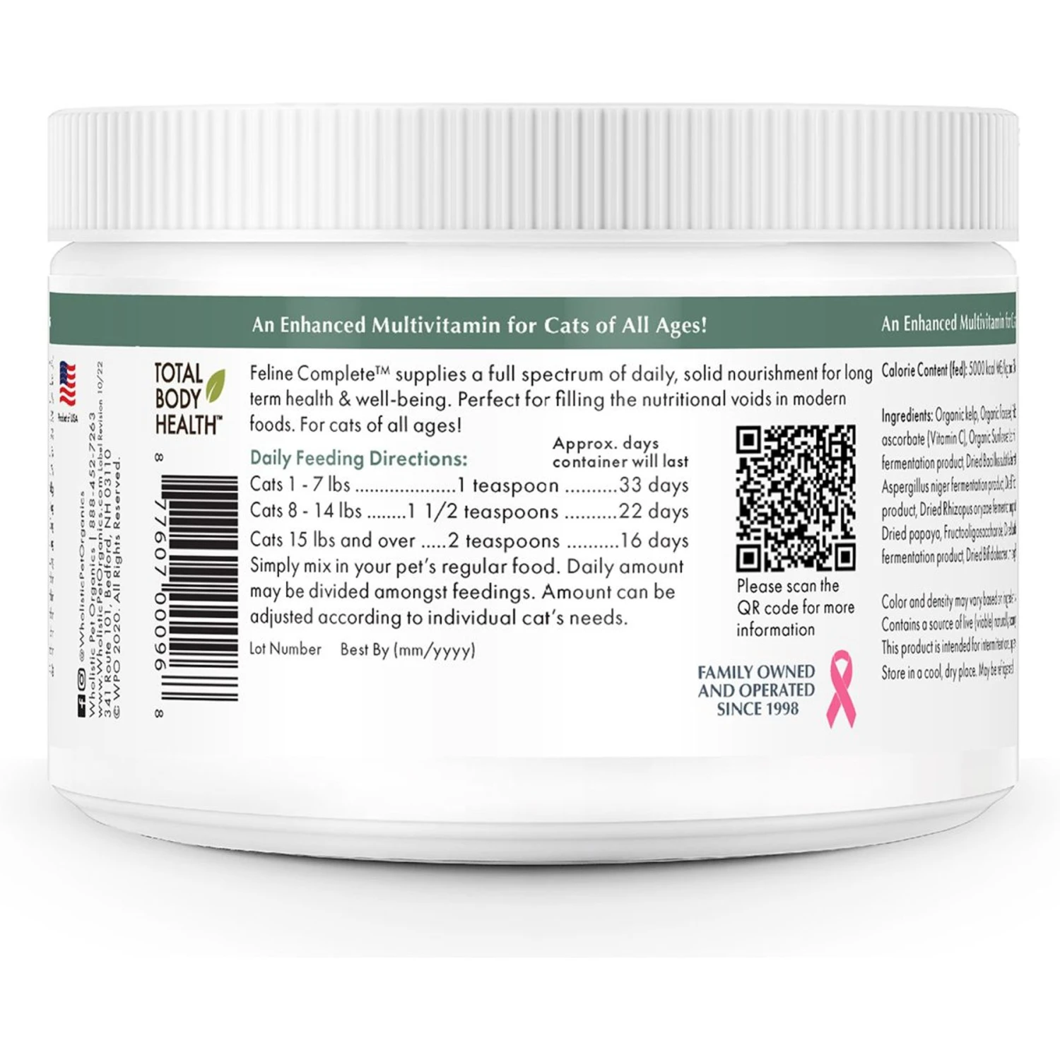 Wholistic Pet Organics Feline Complete Cat Supplement, 4-oz Bottle 5 Wholistic Pet Organics Feline Complete Cat Supplement, 4-oz Bottle - Image 3