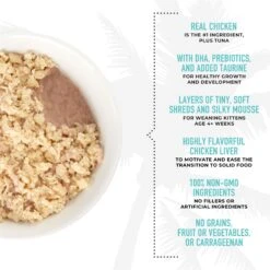 Tiki Cat Baby Chicken, Tuna, & Chicken Liver Mousse & Shreds Grain-Free Wet Cat Food, 1.9-oz Can, Case Of 3 16 Tiki Cat Baby Chicken, Tuna, & Chicken Liver Mousse & Shreds Grain-Free Wet Cat Food, 1.9-oz Can, Case Of 3 -Furry Friends 883430 PT5. AC SS1800 V1690566631