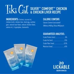 Tiki Cat Silver Comfort Chicken & Chicken Liver Recipe Grain-Free Wet Cat Food, 0.28-oz Pouch, Case Of 20 -Furry Friends 883494 PT2. AC SS1800 V1690570674