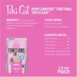 Tiki Cat Born Carnivore Baby Functional Cat Food Topper, 1.5-oz Pouch, Case Of 12 -Furry Friends 883686 PT2. AC SS1800 V1690570627
