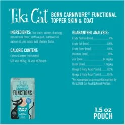 Tiki Cat Born Carnivore Skin & Coat Functional Cat Food Topper, 1.5-oz Pouch, Case Of 12 -Furry Friends 883718 PT2. AC SS1800 V1690570609