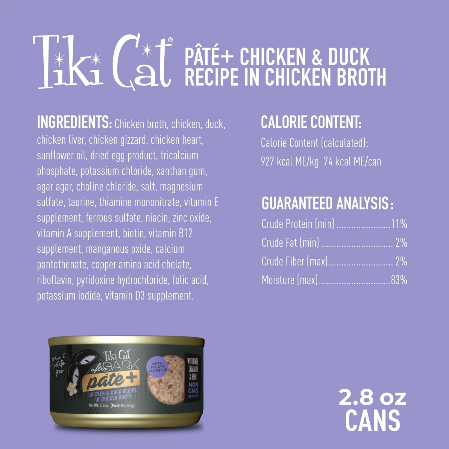 Tiki Cat After Dark Pate+ Chicken & Duck Grain-Free Wet Cat Food 5 Tiki Cat After Dark Pate+ Chicken & Duck Grain-Free Wet Cat Food - Image 3