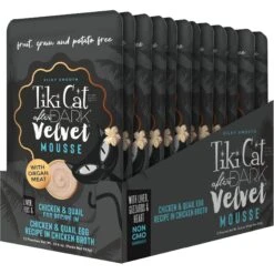 Tiki Cat After Dark Velvet Mousse Chicken & Quail Egg Grain-Free Wet Cat Food, 2.8-oz Pouch, Case Of 12 -Furry Friends 883926 PT1. AC SS1800 V1690566577