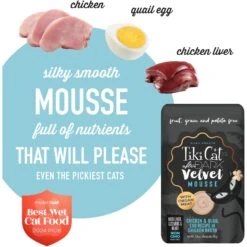 Tiki Cat After Dark Velvet Mousse Chicken & Quail Egg Grain-Free Wet Cat Food, 2.8-oz Pouch, Case Of 12 -Furry Friends 883926 PT3. AC SS1800 V1690565267